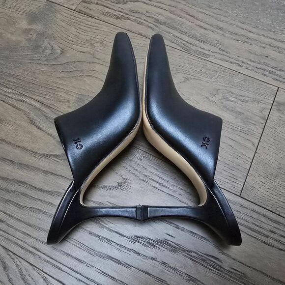 Calvin Klein Odina Sculpted Heel Pointed Toe Dress Mules in Black - Picture 8 of 13